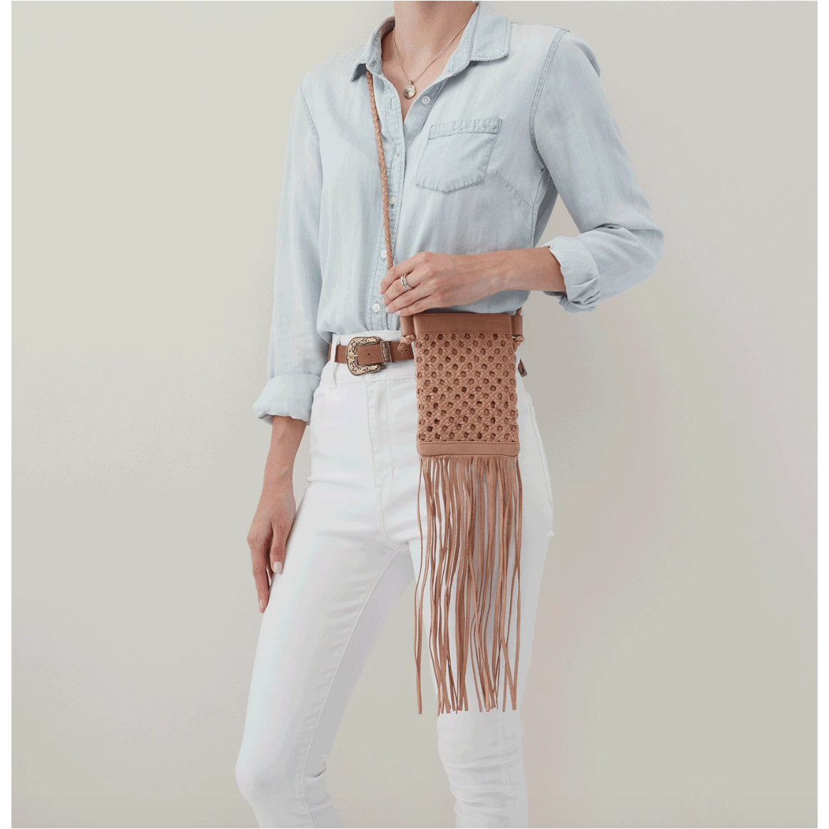 Woven Slouchy Faux Leather Crossbody Bag