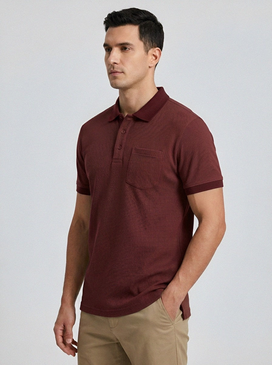 Women's Pocket Waffle-Knit Polo Shirt