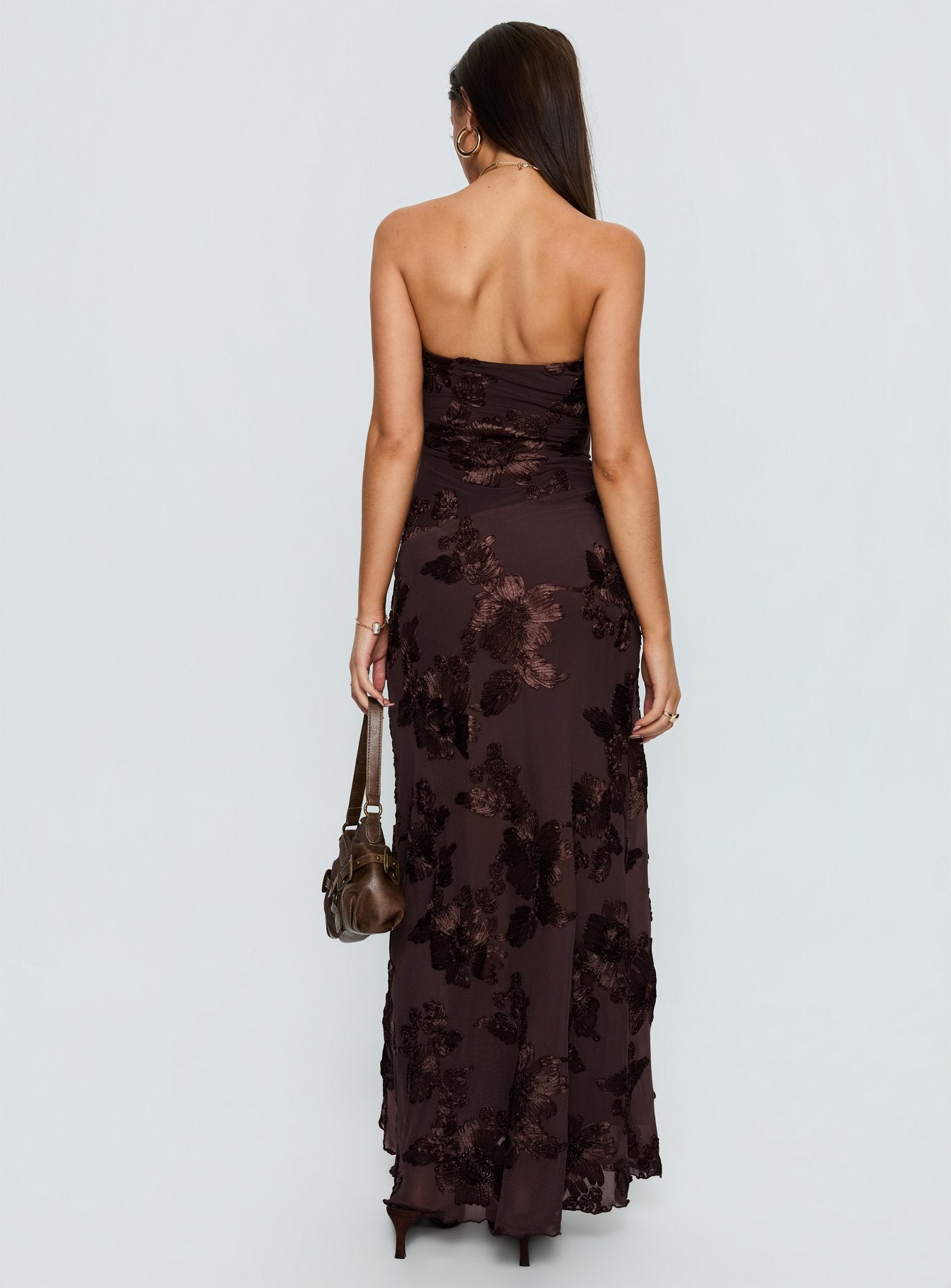 Ruched Bodice Strapless Maxi Dress