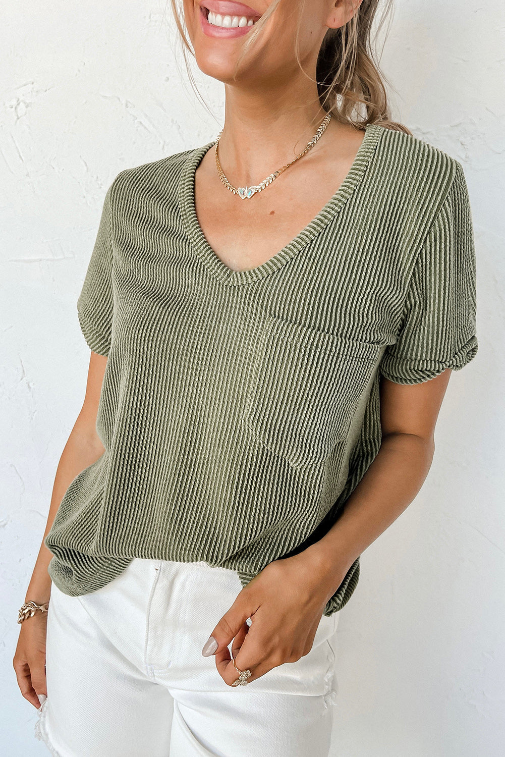 Laurel Green Twist Short Sleeve