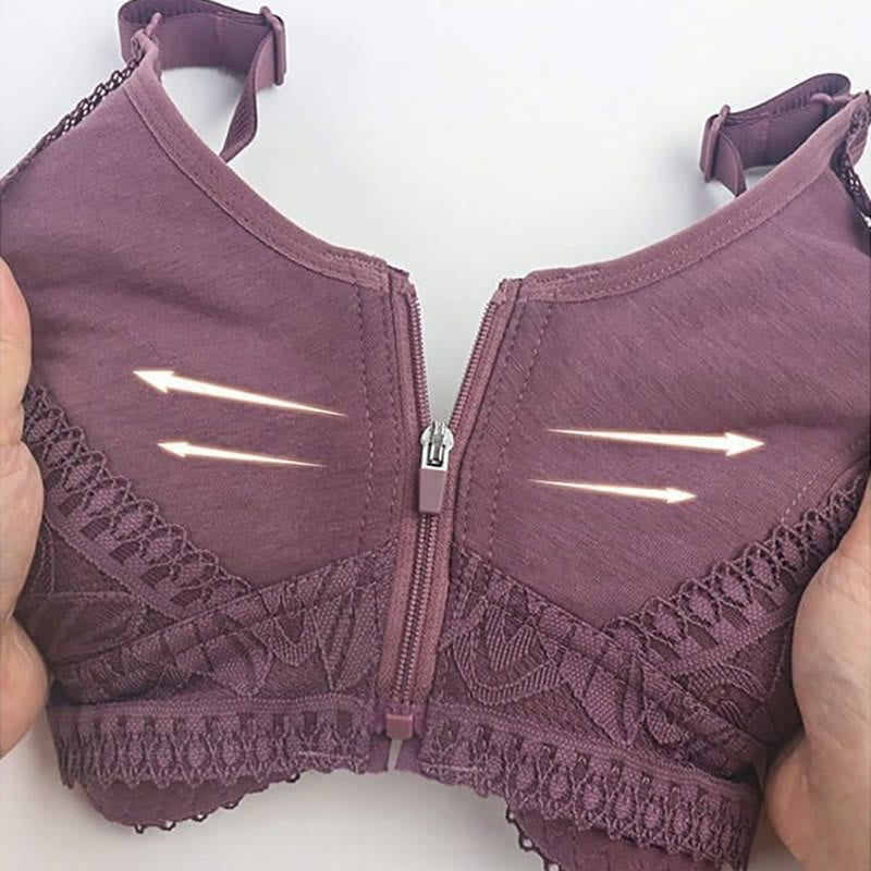 Front Closure Zipper Lift Wireless Bra