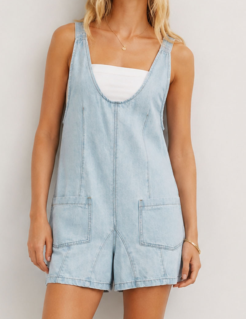 Denim Adjustable Shoulder Romper