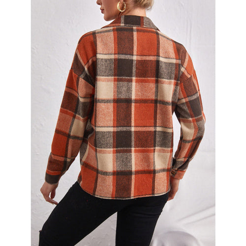 Classic Plaid Collared Neck Button Down Jacket