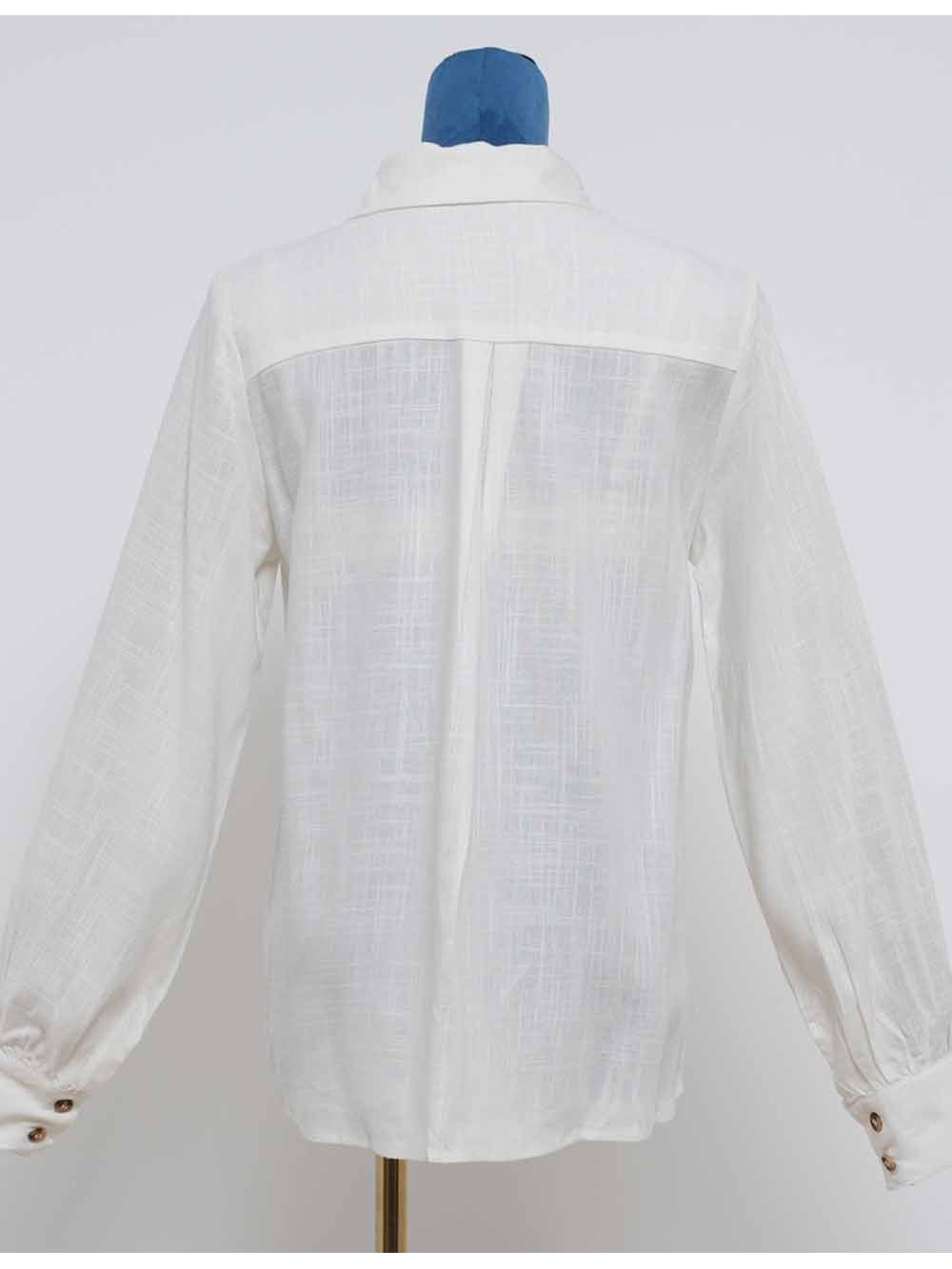 Boho Hollow Out Embroidery Shirt Collar Button Down Blouse