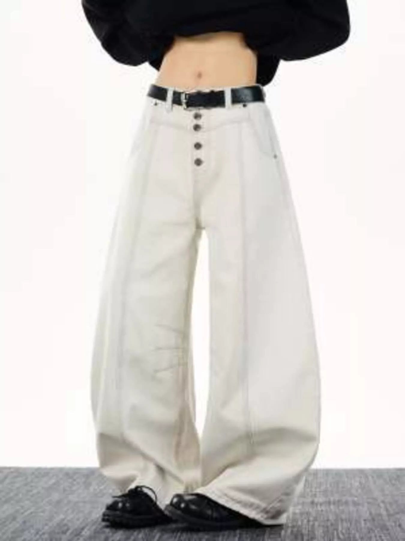 Men's Full Size Wide Leg Button-fly Jeans Plus Size