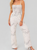 Polka Dot Smocked Bodice Wide Leg Jumpsuit