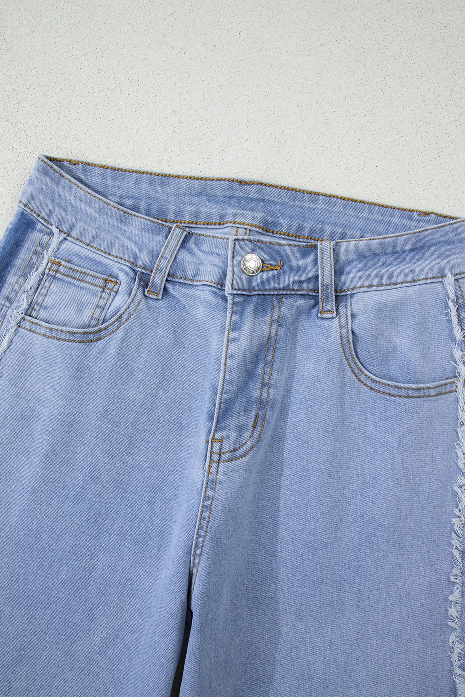Frayed Contrast Stripe Side Panel Patchwork Jeans