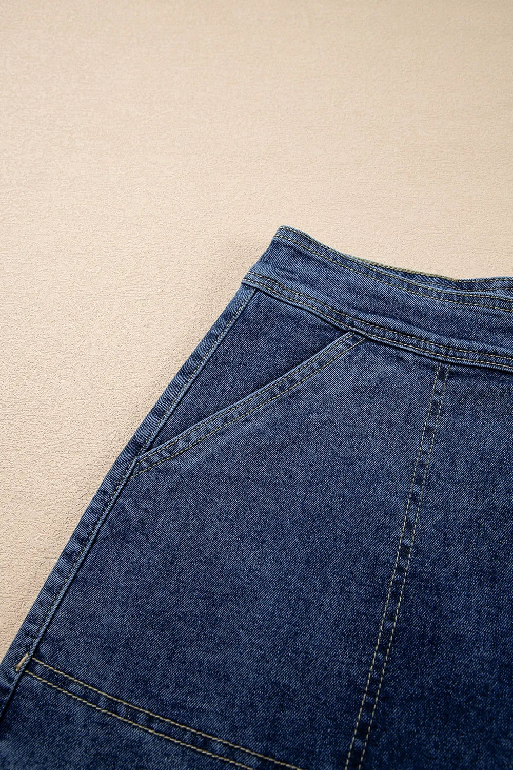 Asymmetrical Denim Pockets So Skirt