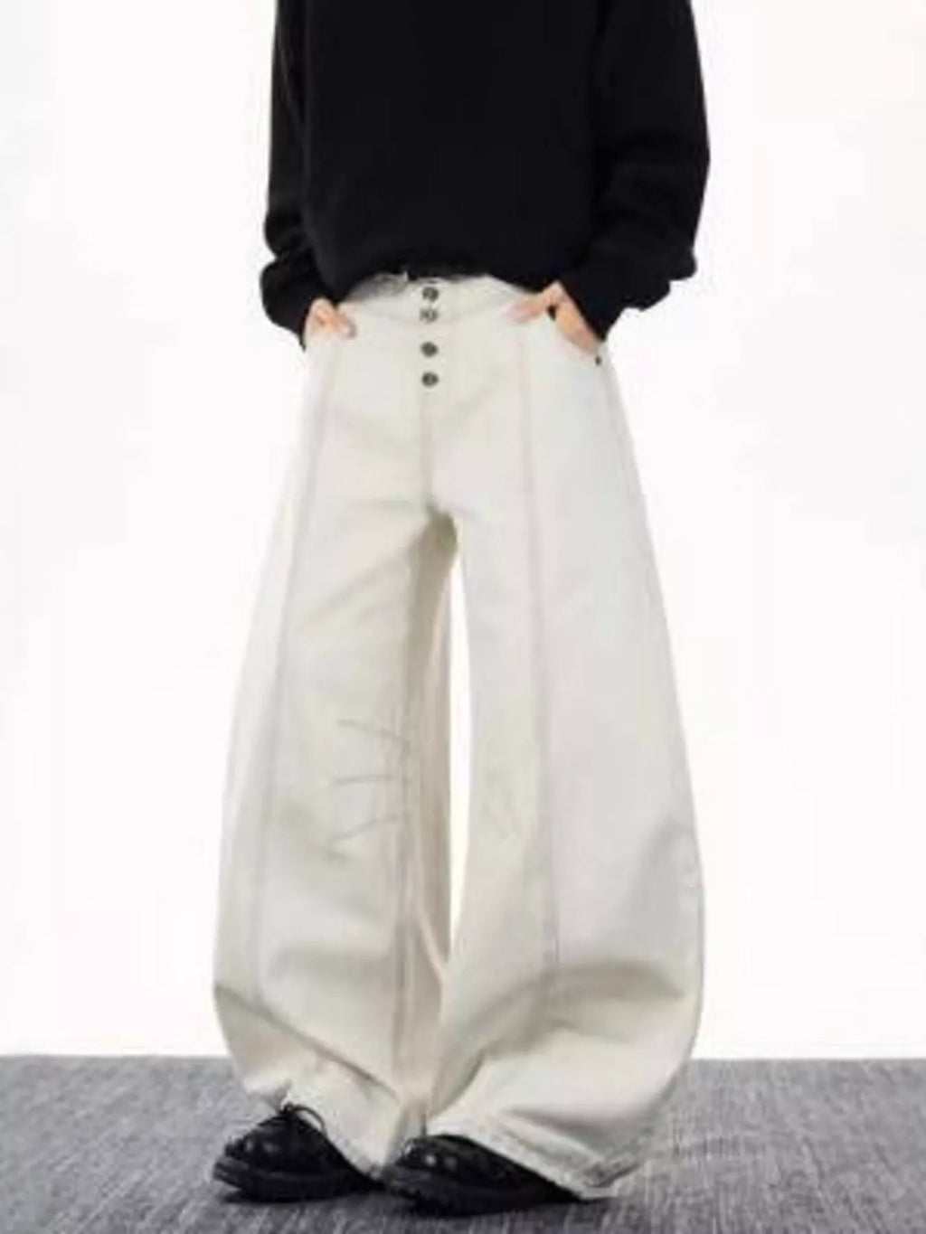 Men's Full Size Wide Leg Button-fly Jeans Plus Size