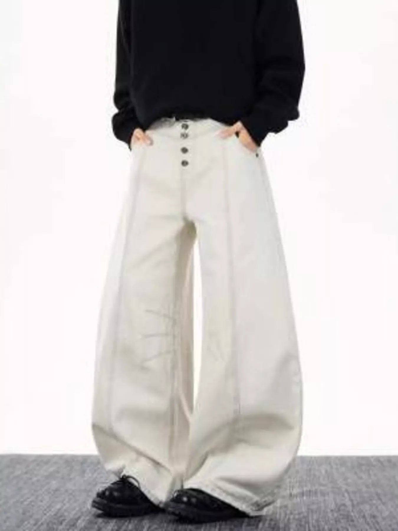 Men's Full Size Wide Leg Button-fly Jeans Plus Size