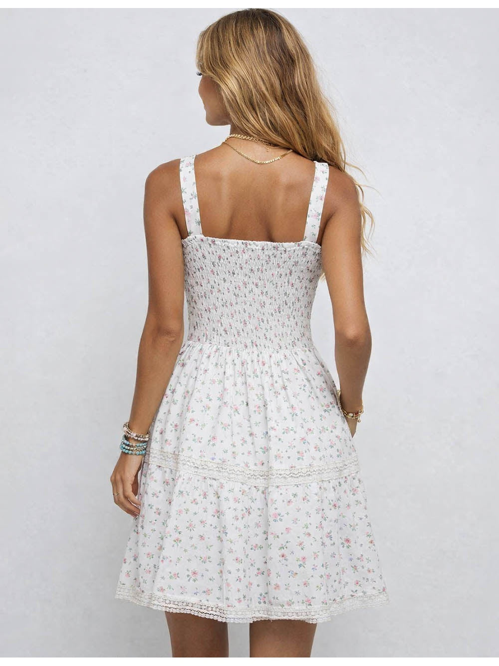 Romantic Lace Trim Sleeveless Mini Dress
