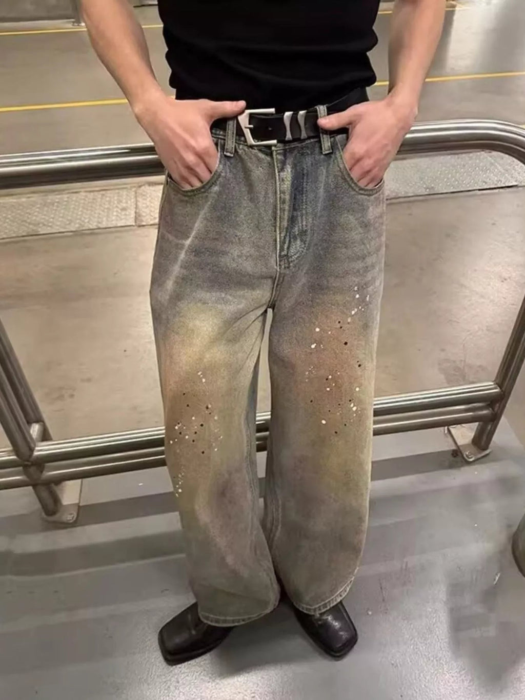 Everyday Men's Full Size Vintage Wash Wide Leg Jeans Plus Size