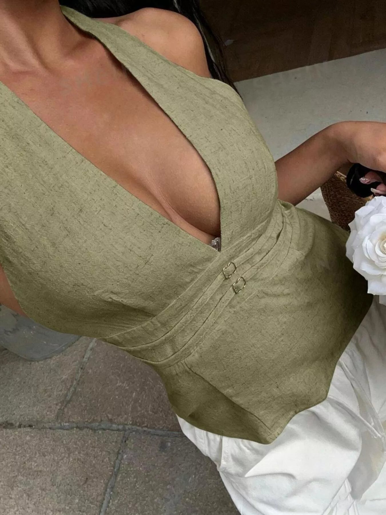 Halter Neck Buckle Tank
