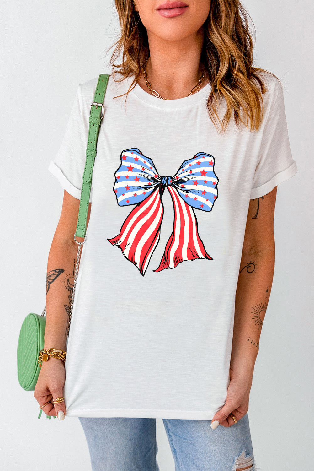 White Stripes And Stars Bowknot