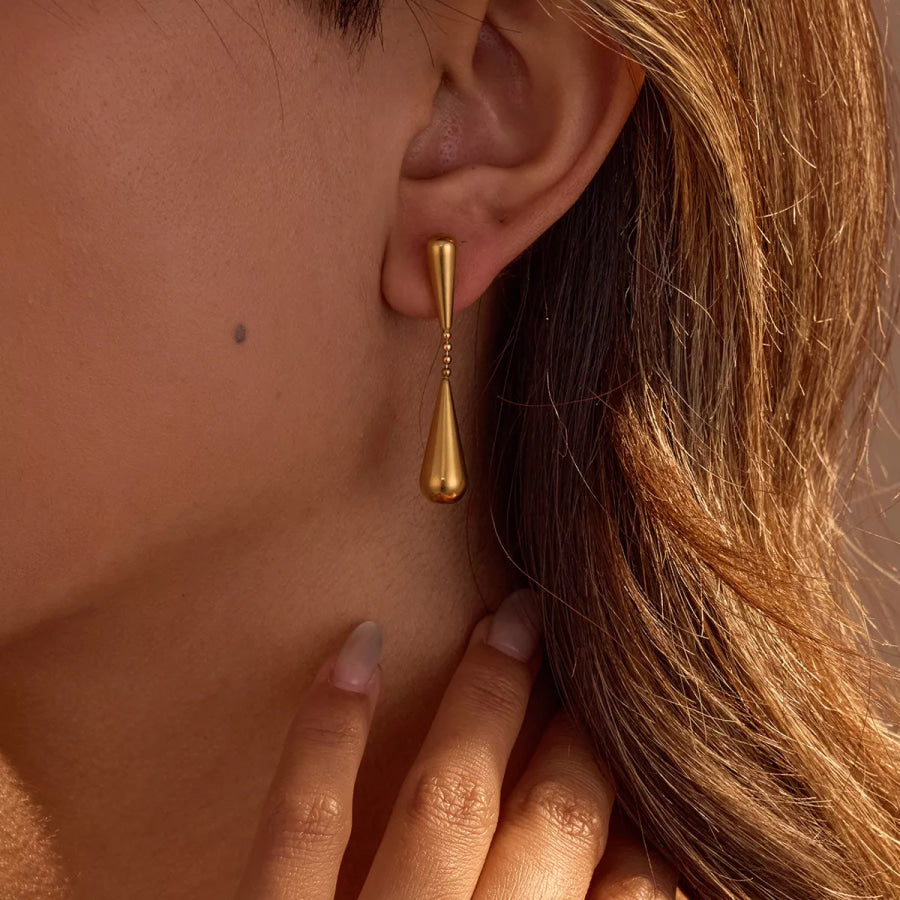 K Gold Plated Teardrop Drop Earrings