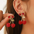 K Gold Plated Cherry Drop Earrings