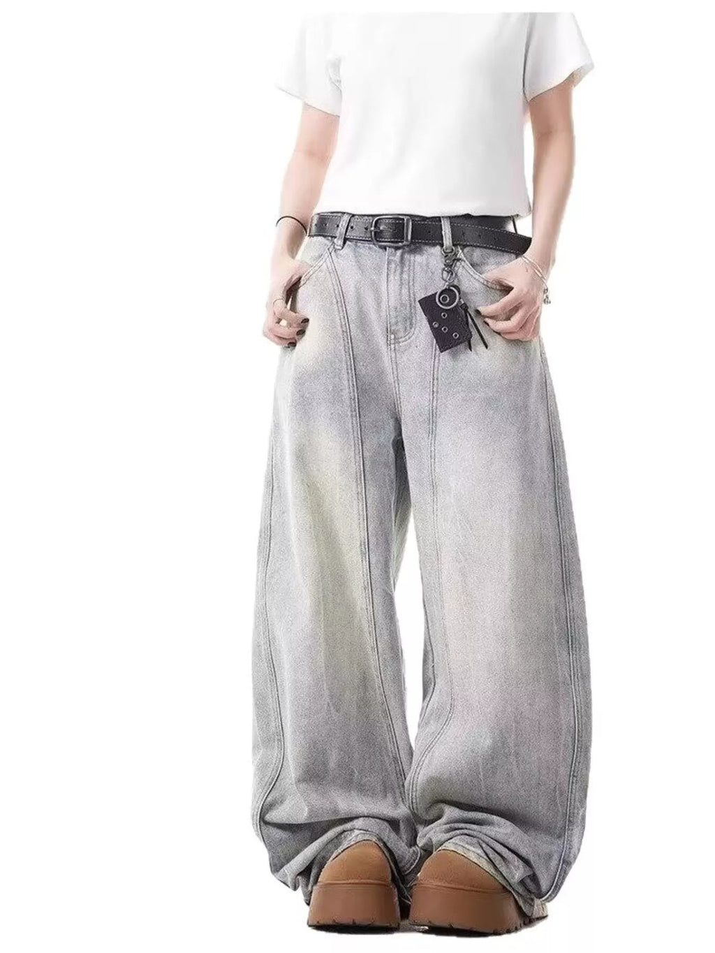 Modern Men's Full Size Vintage Wash Wide Leg Jeans Plus Size