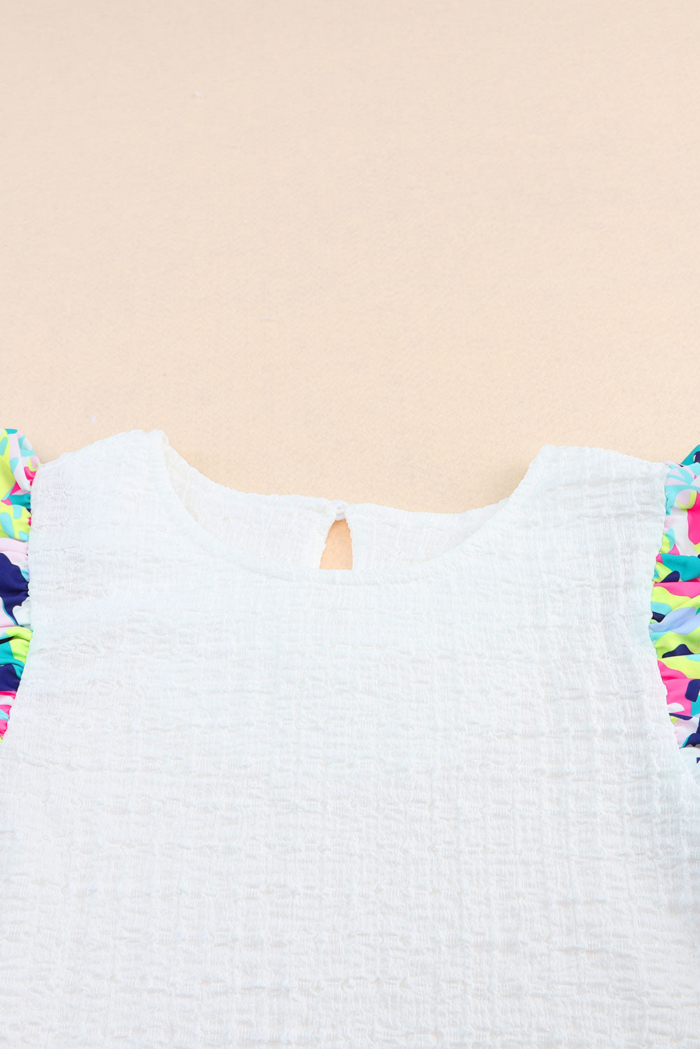 Voluminous Printed Puff Sleeve Textured