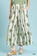 Geometric Boho Print Wide Leg Pants