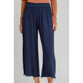 Casual Full Size Linen Blend Elastic Waistband Wide Leg Pants Plus Size