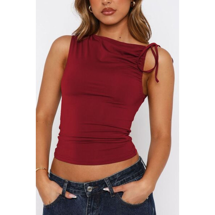 Ruched Tied Solid Color Tank