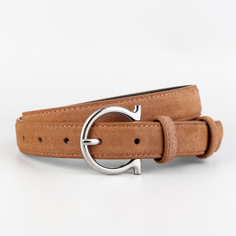 Casual Leather Belt with Buckle