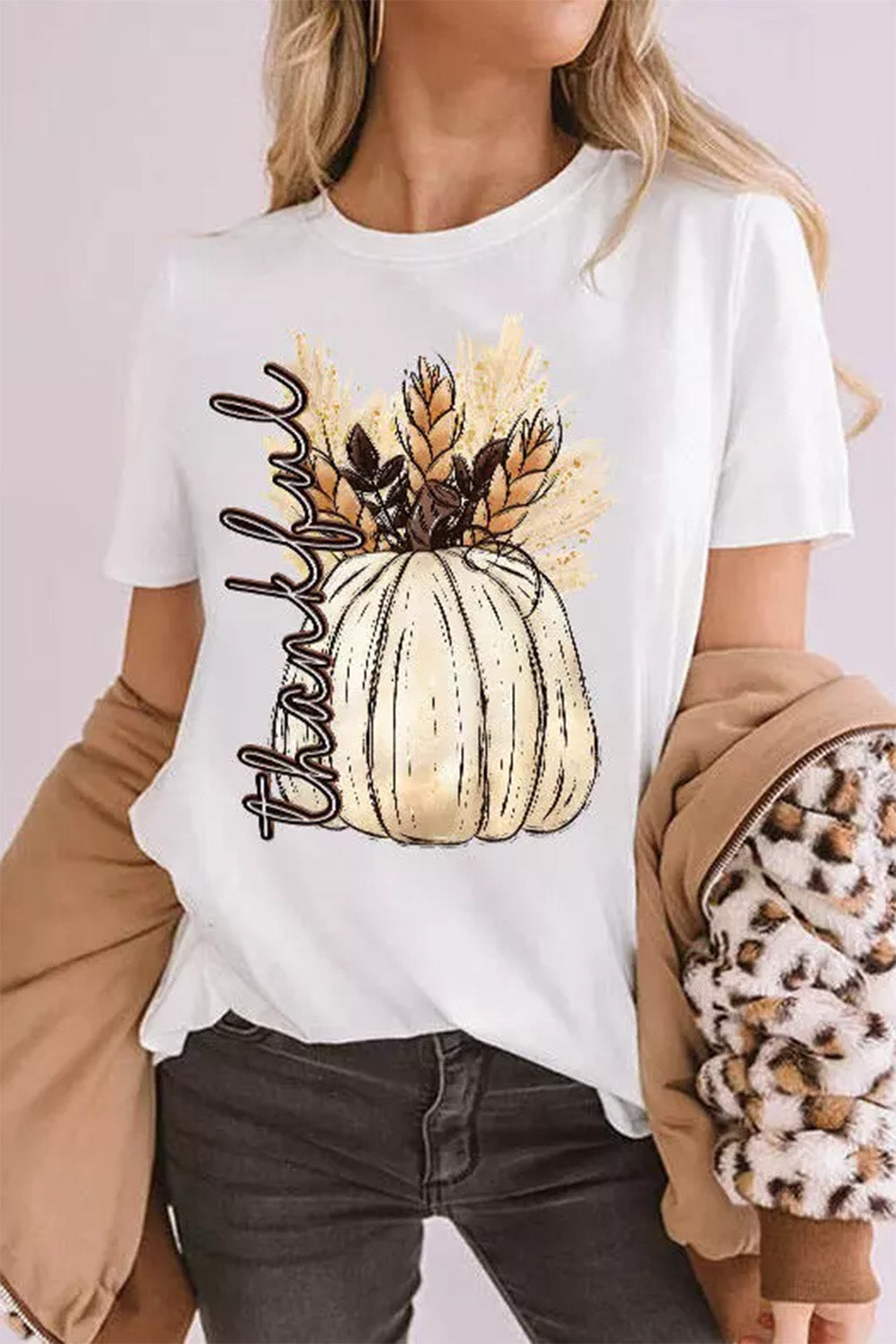White Harvest Pumpkin Graphic Thanksgiving