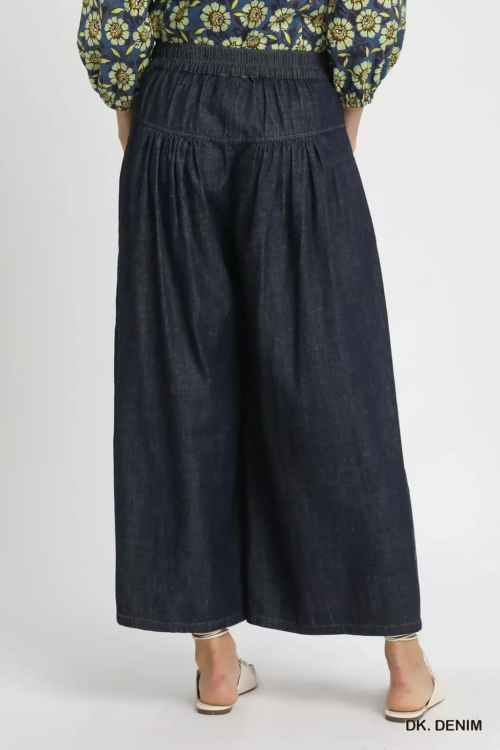 Stone Washed Wide Leg Button Front Culottes Apparel