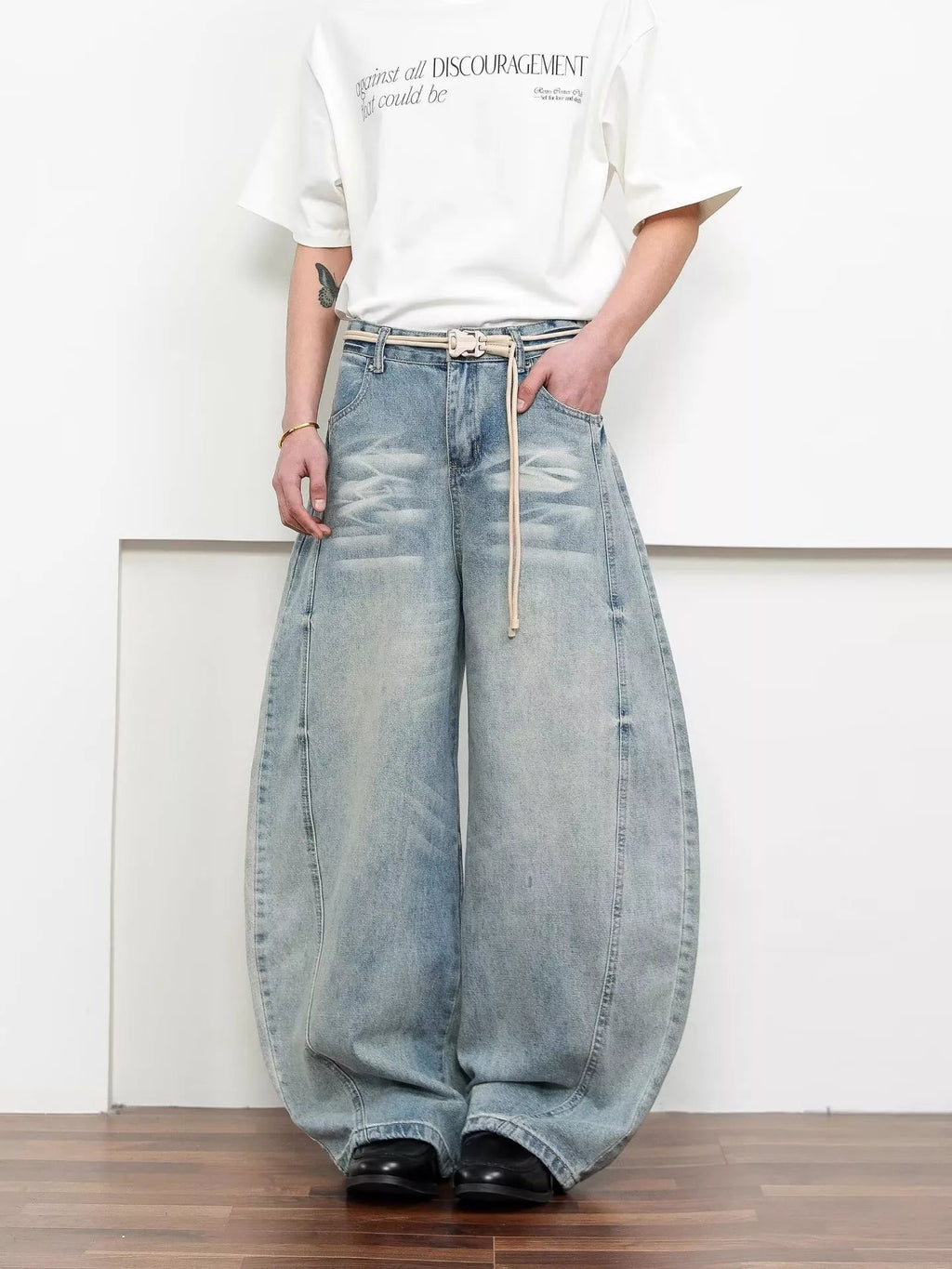 Men's Full Size Washed Wide Leg Jeans Plus Size