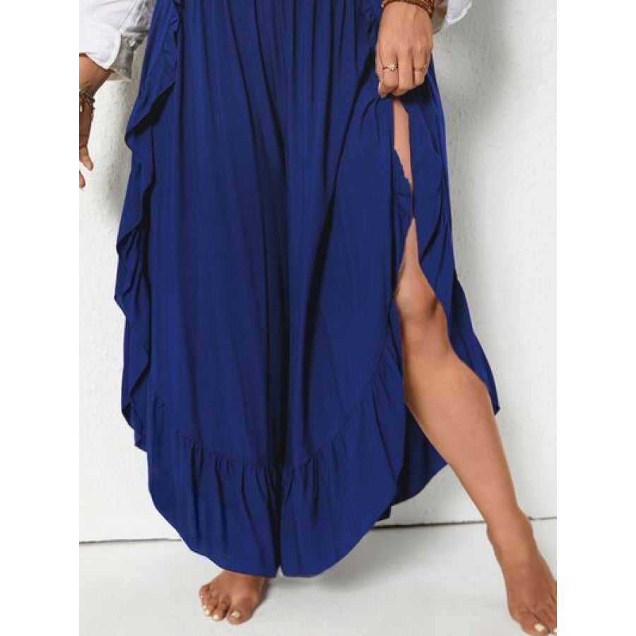 Plus Size Ruffled Wide Leg Pants