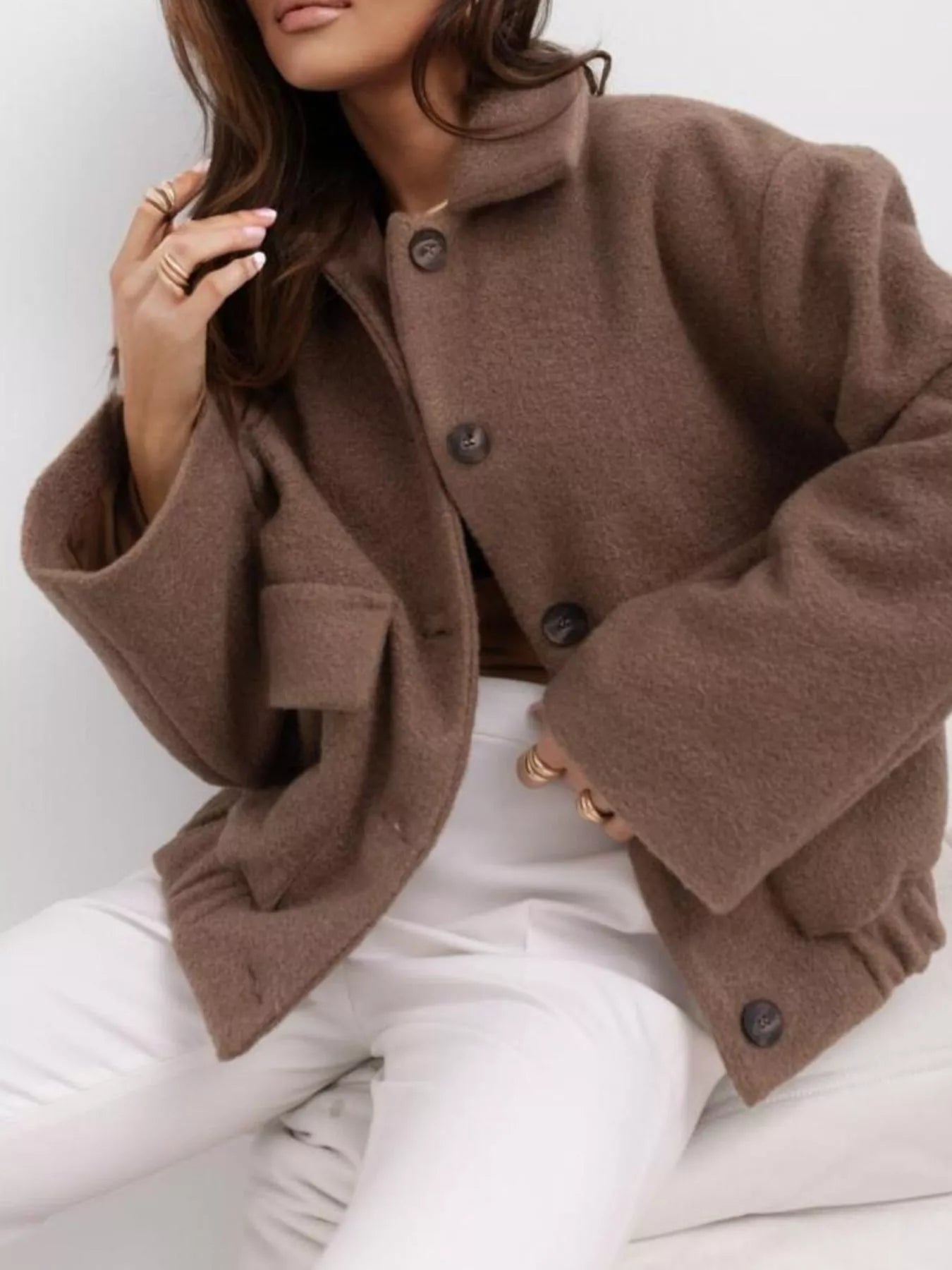 Button Down Long Sleeve Outerwear Jacket