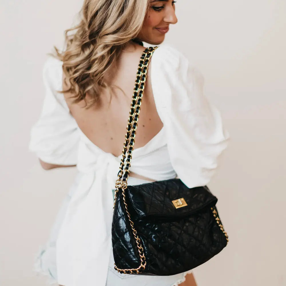 Faux Leather Zip Pocket Shoulder Bag