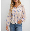 Boho Sheer Chiffon Neck Blouse