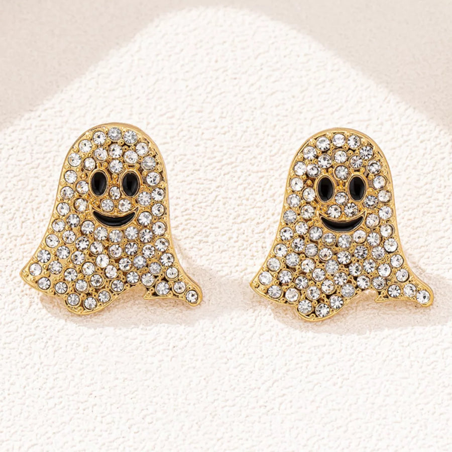 K Gold Plated Rhinestone Ghost Earrings