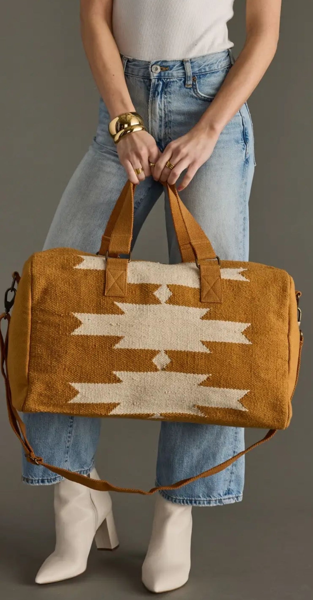 Modern Zip Cotton Blend Travel Duffel Bag