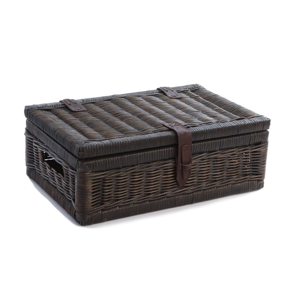 Covered Wicker Storage Basket