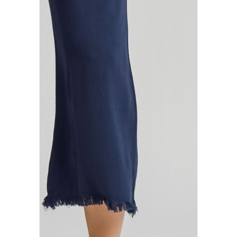 Casual Full Size Linen Blend Elastic Waistband Wide Leg Pants Plus Size