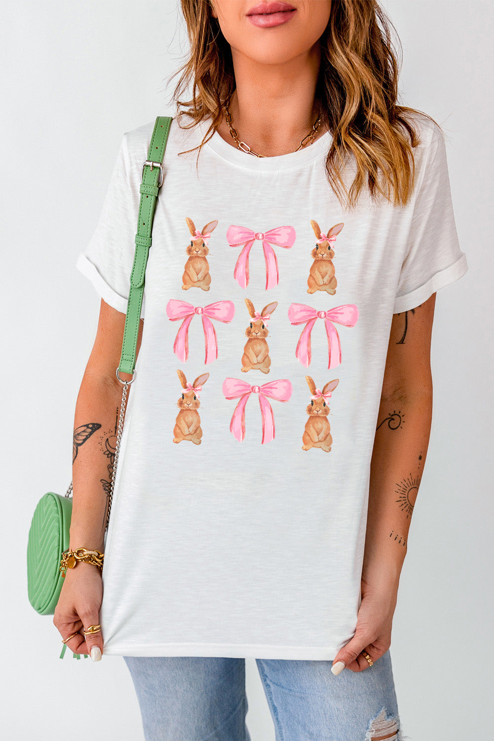 White Rabbit Bow Knot Print