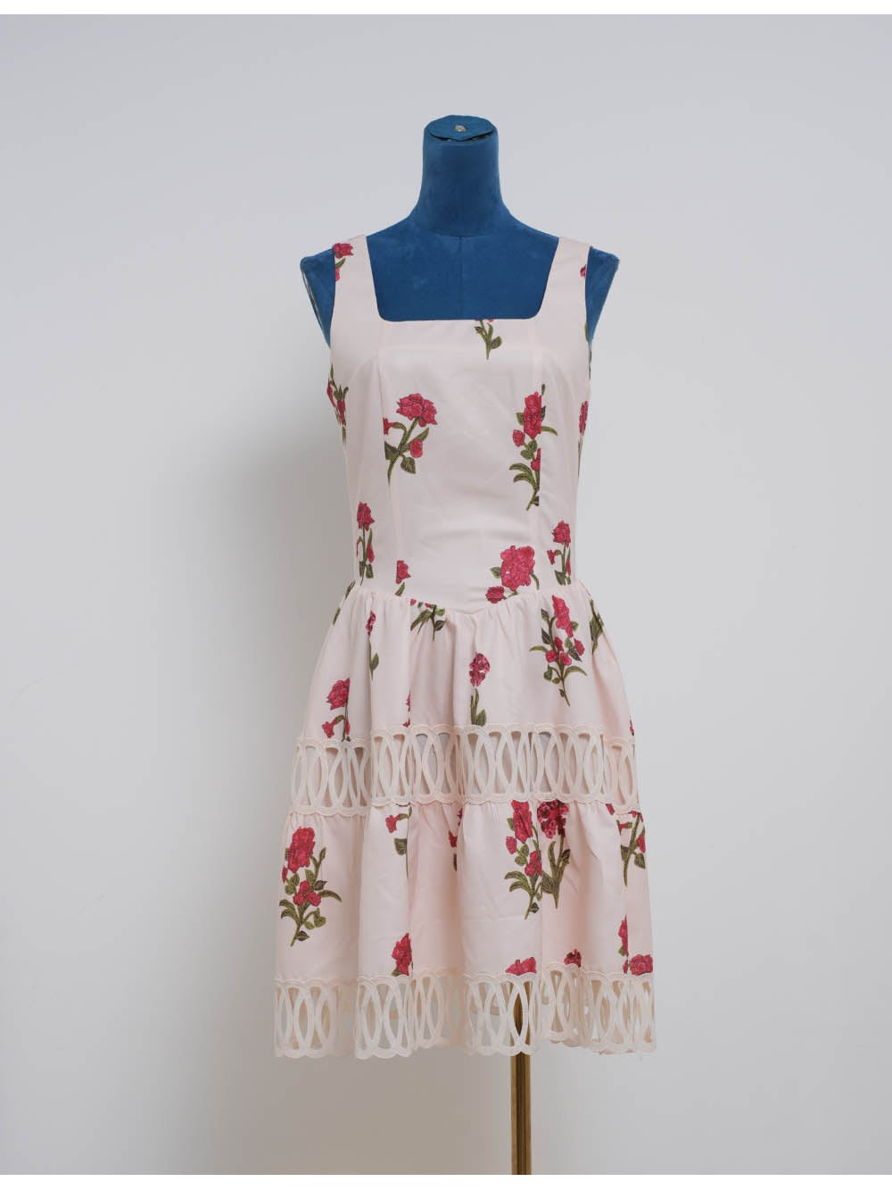 Romantic Lace Trim Square Neck Mini Dress