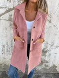 Full Size Button Down Long Sleeve Longline Coat Plus Size Jacket