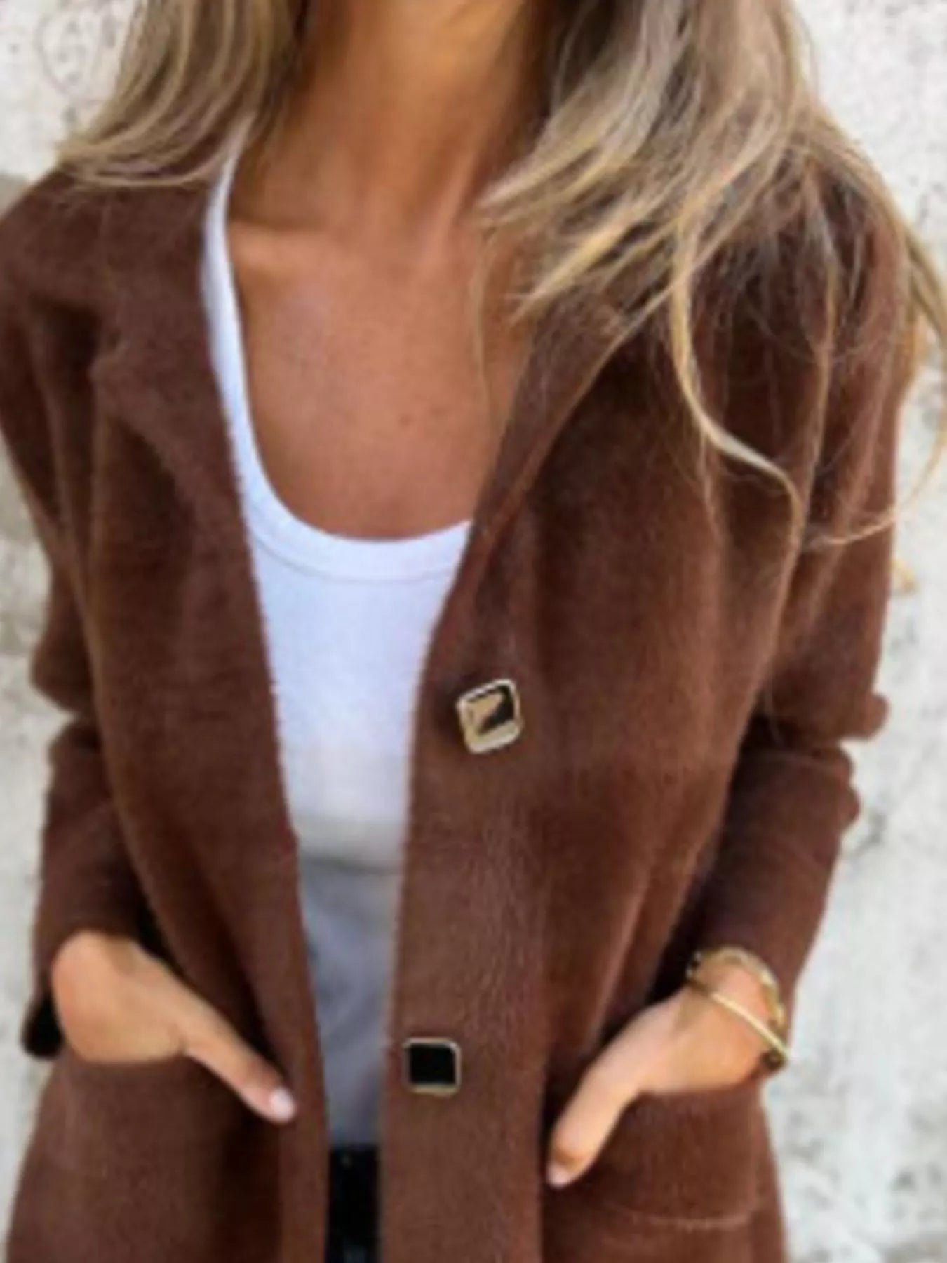 Full Size Button Down Long Sleeve Longline Coat Plus Size Jacket