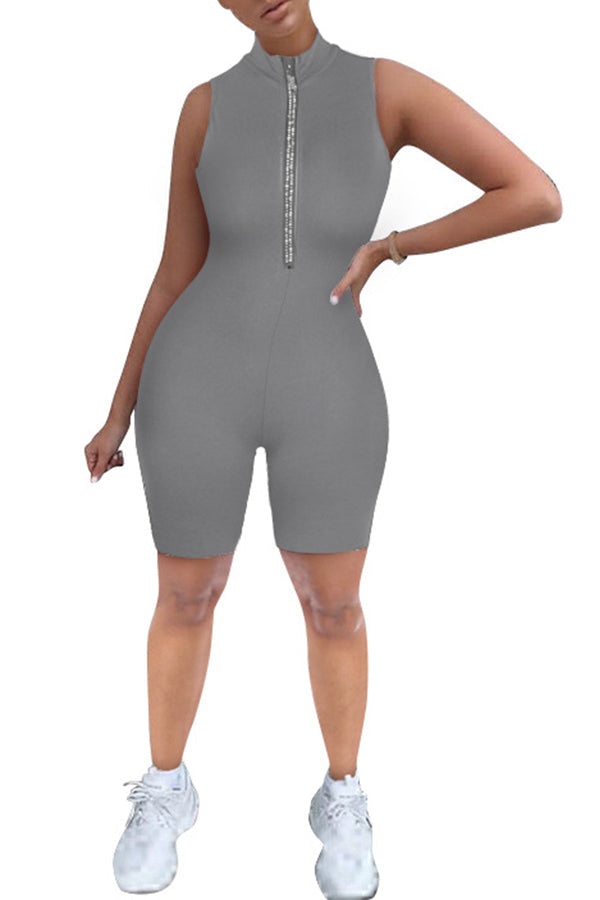 Zip Up Bodycon Romper