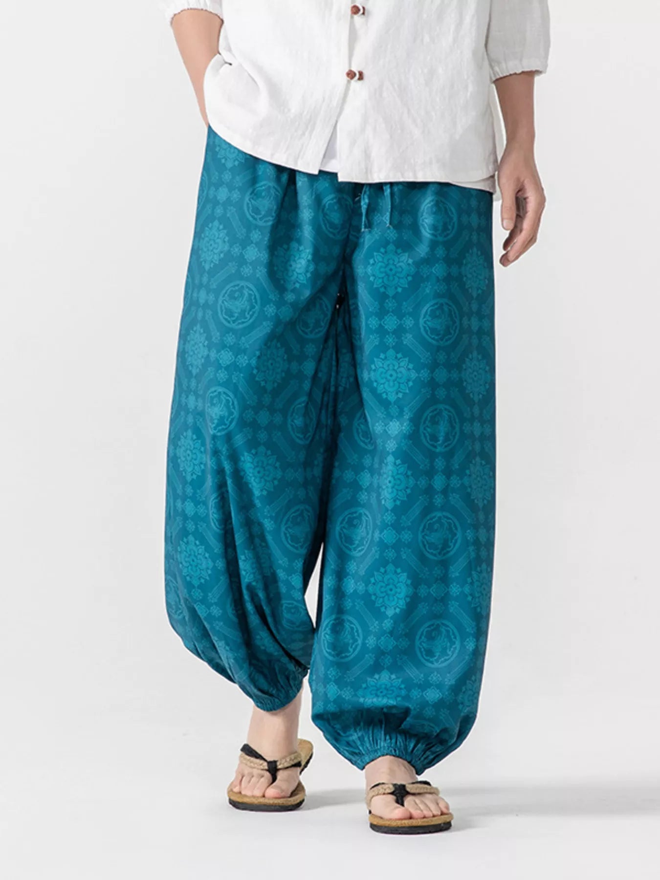 Men S Plus Size Diamond Patterned Harem Pants