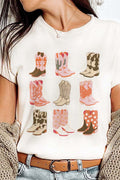 White Western Cowboy Boots Print