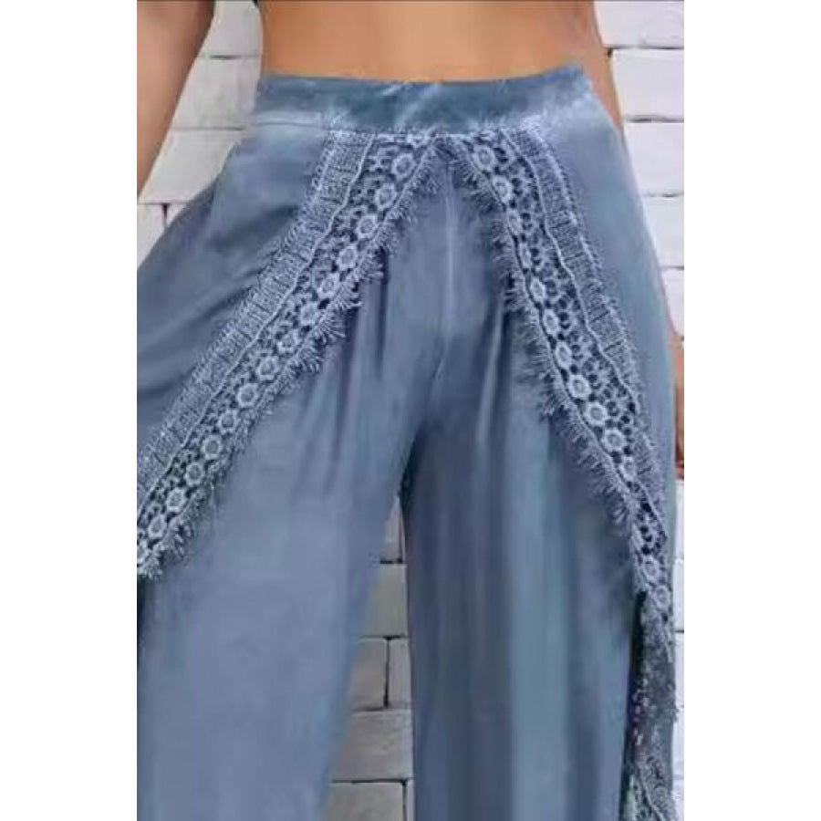 Full Size Lace Detail Wide Leg Pants Plus Size