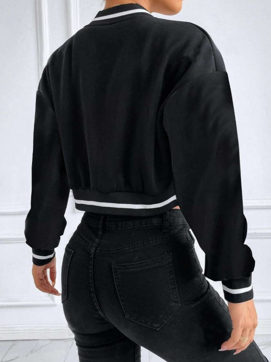 Patterned Baseball Collar Jacket