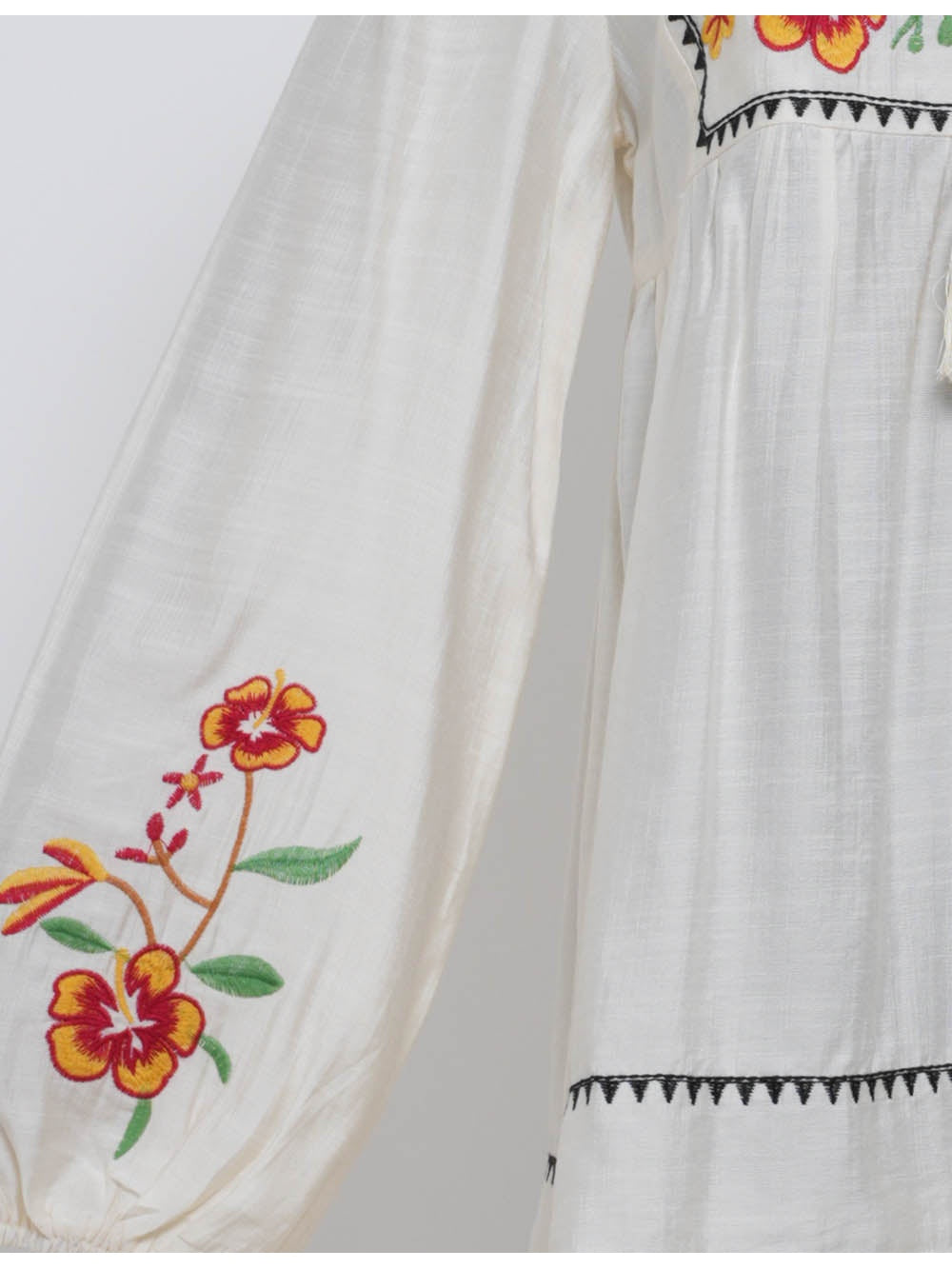 Boho Embroidery Front Babydoll Blouse