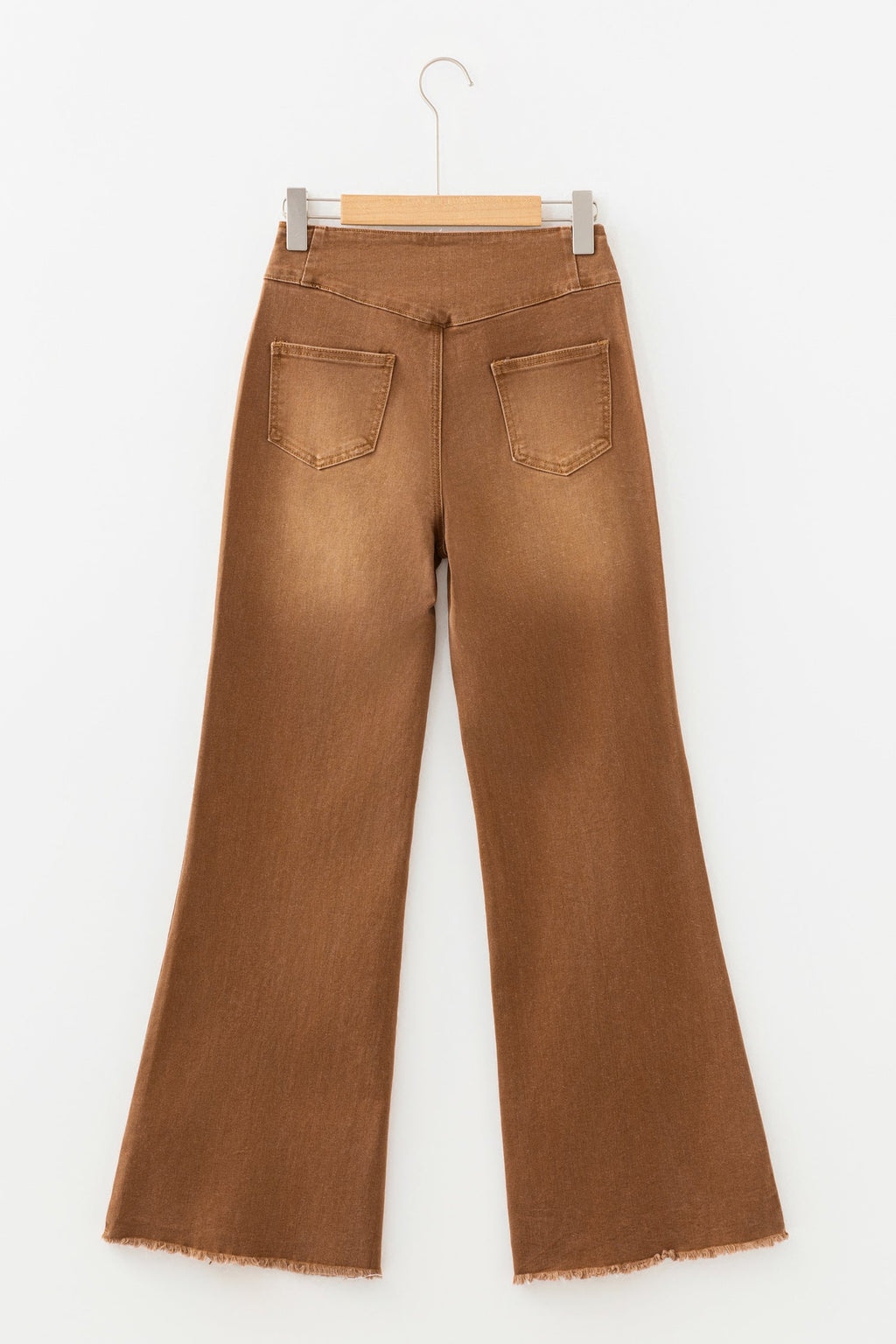 Everyday Flare High Waist Raw Hem Button Jeans