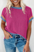 Bright Pink Textured Contrast Trim