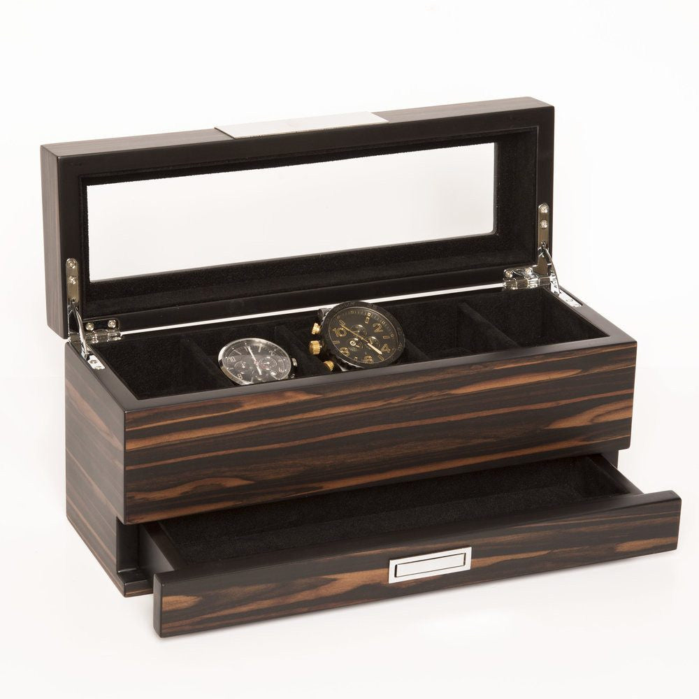 Five Slot Wood Watch Storage Box